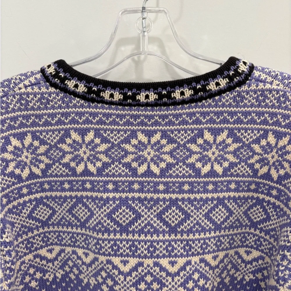LL Bean Vintage Cotton Fair Isle Knit Sweater Size Large - Picture 8 of 12